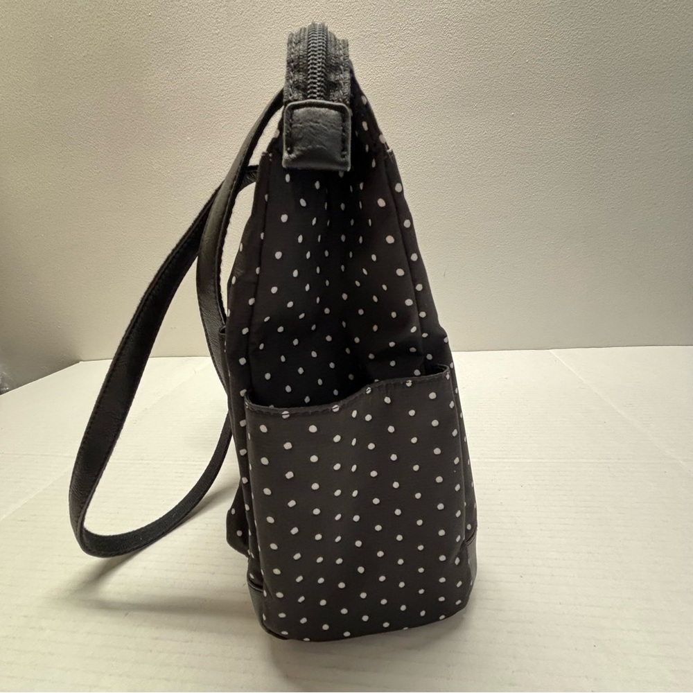 Fossil Polka Dots Tote Shoulder Bag Nylon Black White - Picture 5 of 16